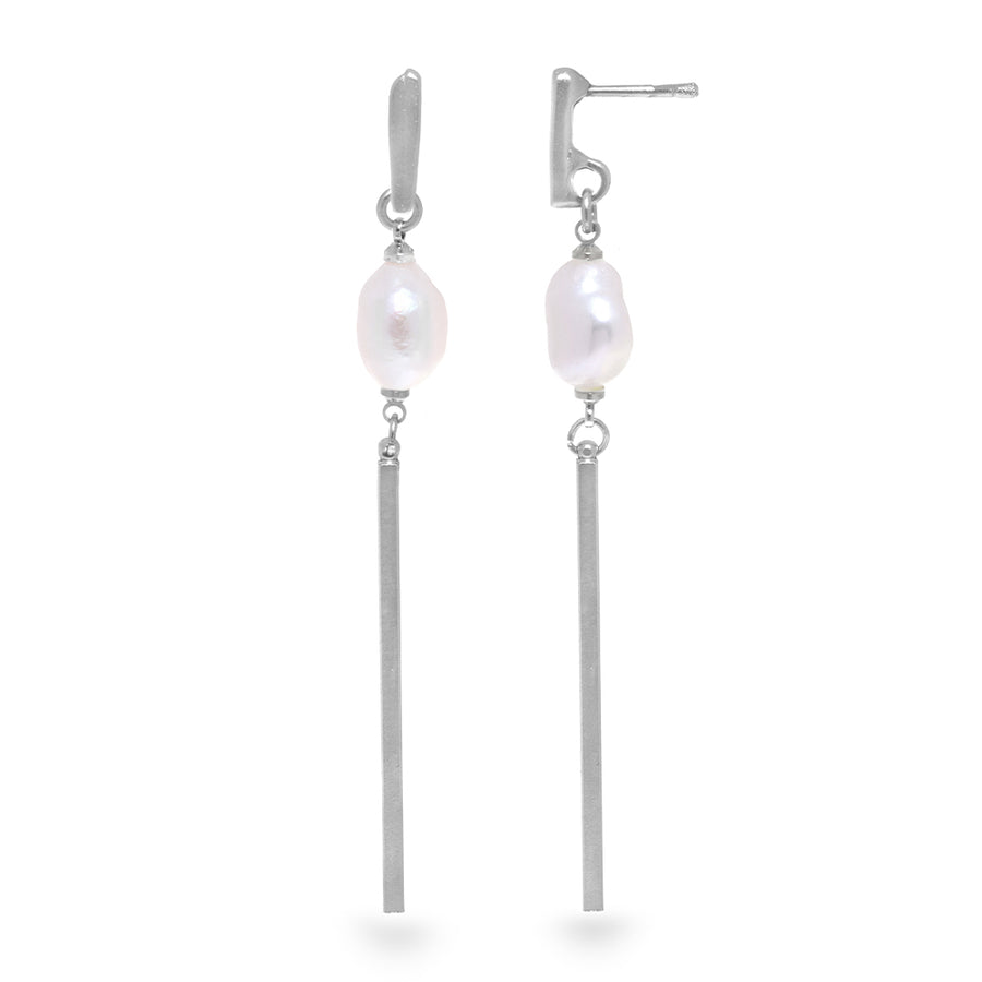 Silver Line Earrings with Pearls - SEA Smadar Eliasaf