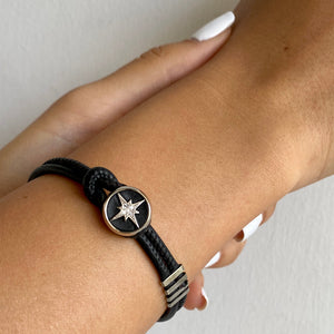 Double Leather Bracelet - Silver Star - SEA Smadar Eliasaf