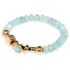 Amazonite Elastic Bracelet with Light Blue Crystal - SEA Smadar Eliasaf