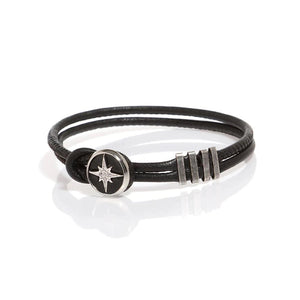 Double Leather Bracelet - Silver Star - SEA Smadar Eliasaf