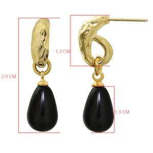 Black Drop Earrings 24k Gold Plated - SEA Smadar Eliasaf