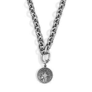 Rihanna Blackened Silver Necklace with a Coin Star Pendant - SEA Smadar Eliasaf