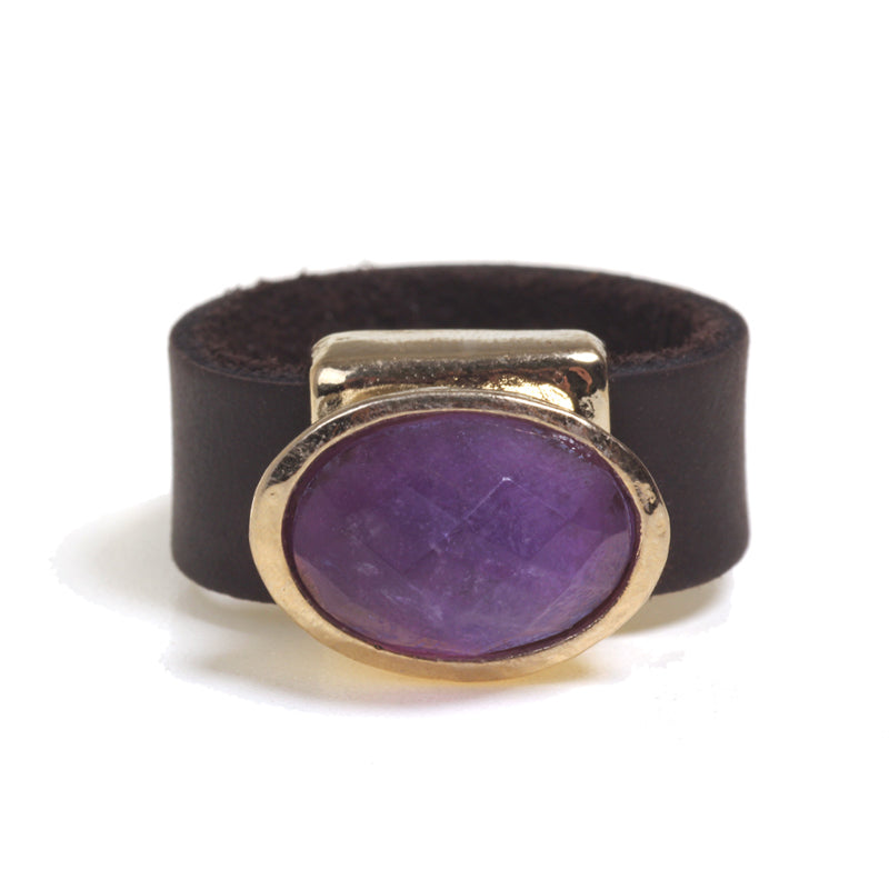 Gold ring with purple semi precious gem - SEA Smadar Eliasaf